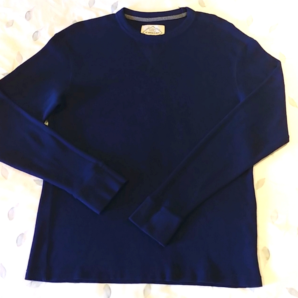 St John's Bay🌿Men's Navy Size L Waffle Cot. Shirt